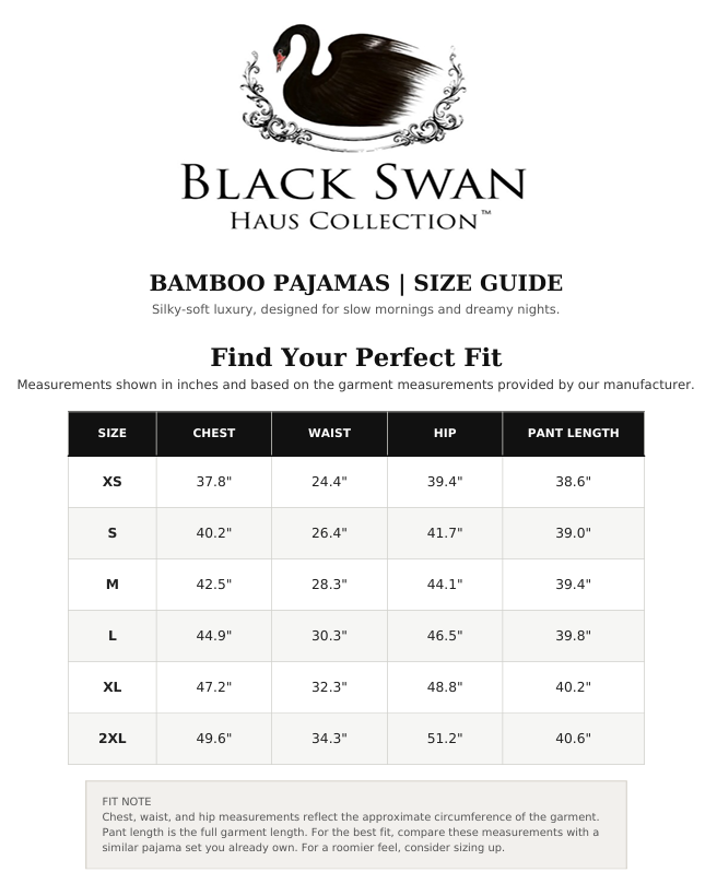 Embroidered Black Swan Bamboo Pajamas